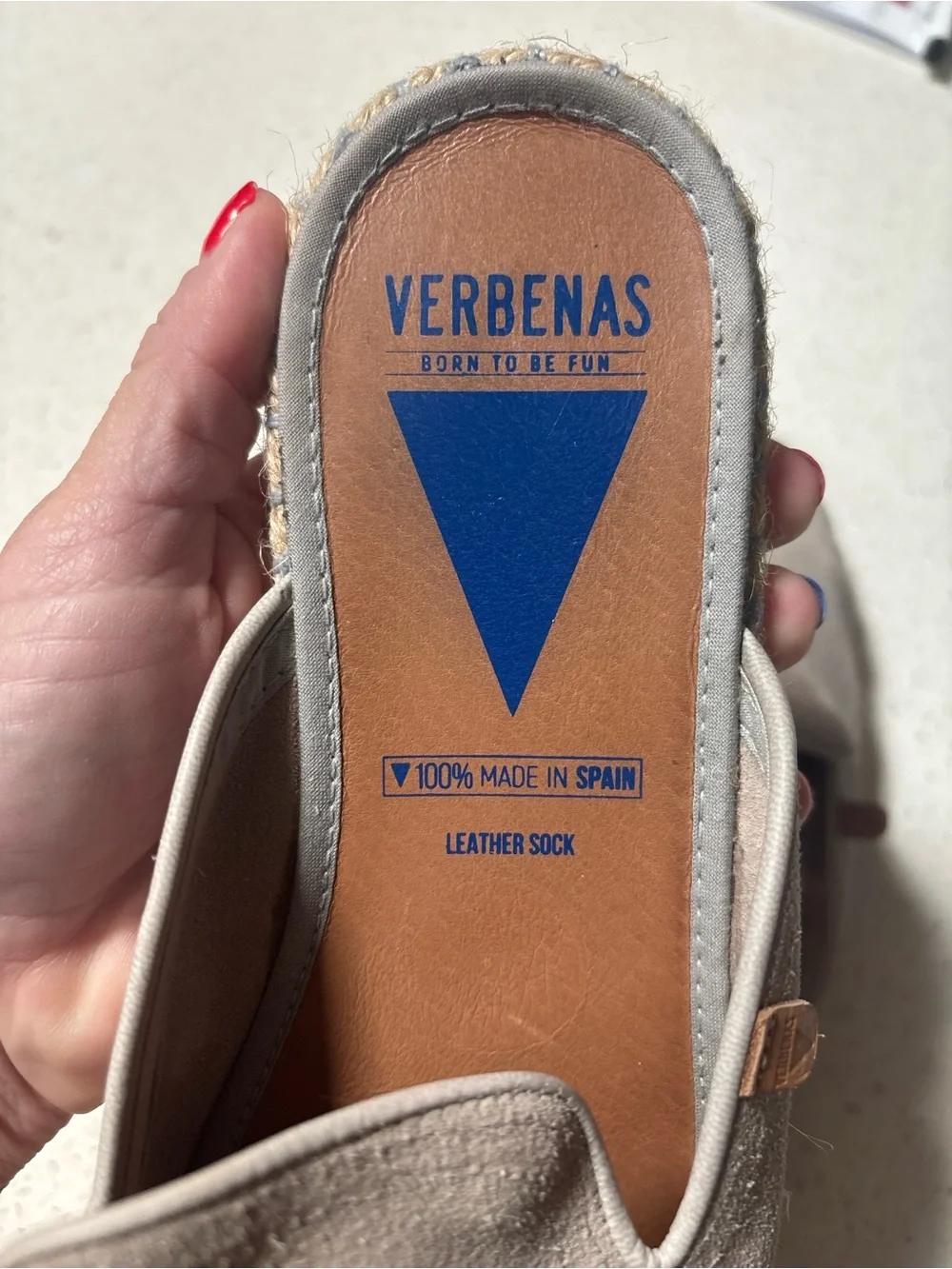 Verbenas Celia Womens US 8.5 EU 39 Mule Espadrilles Sandal Taupe Made In Spain